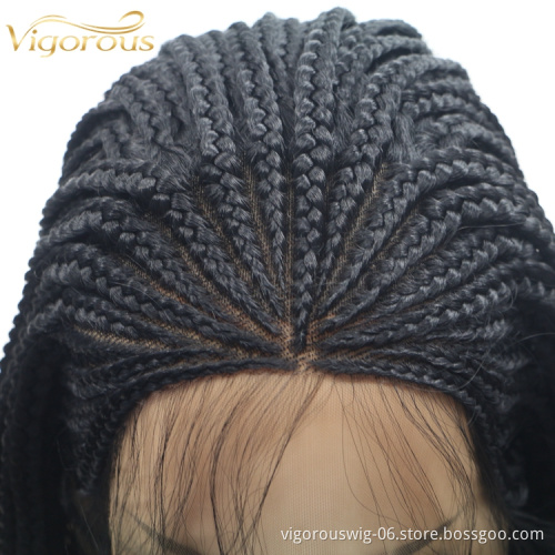 Vigorous cheap wholesale heat resistant jumbo hair box braid synthetic braided wigs lace front wig synthetic braiding hair